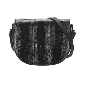 Saint Laurent YSL Vintage Black Crocodile Embossed Leather Crossbody Bag